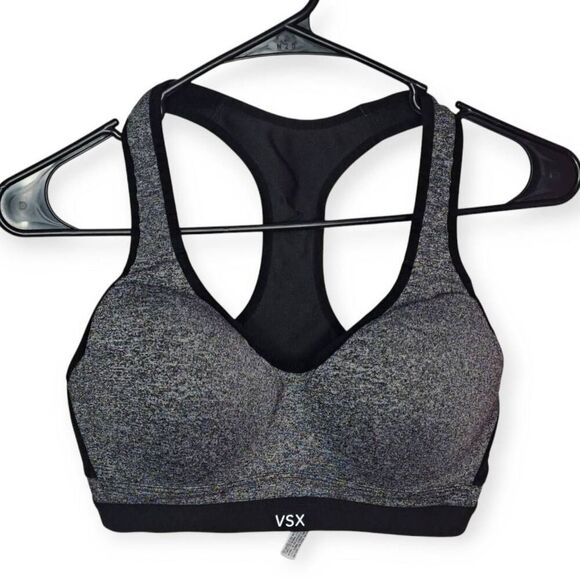 Victoria's Secret Women's Sports Bra VSX Gray Underwire Racerback size 32D - Picture 1 of 8